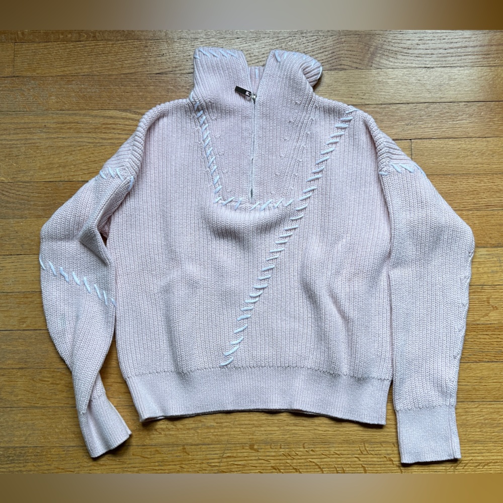 Women’s Light Pink Half-Zip Cowl Sweater